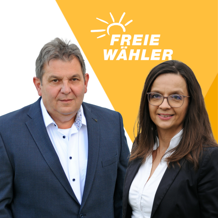 Logo der Freien Wähler mit Gerhard Eckl und Simone Luttenberger